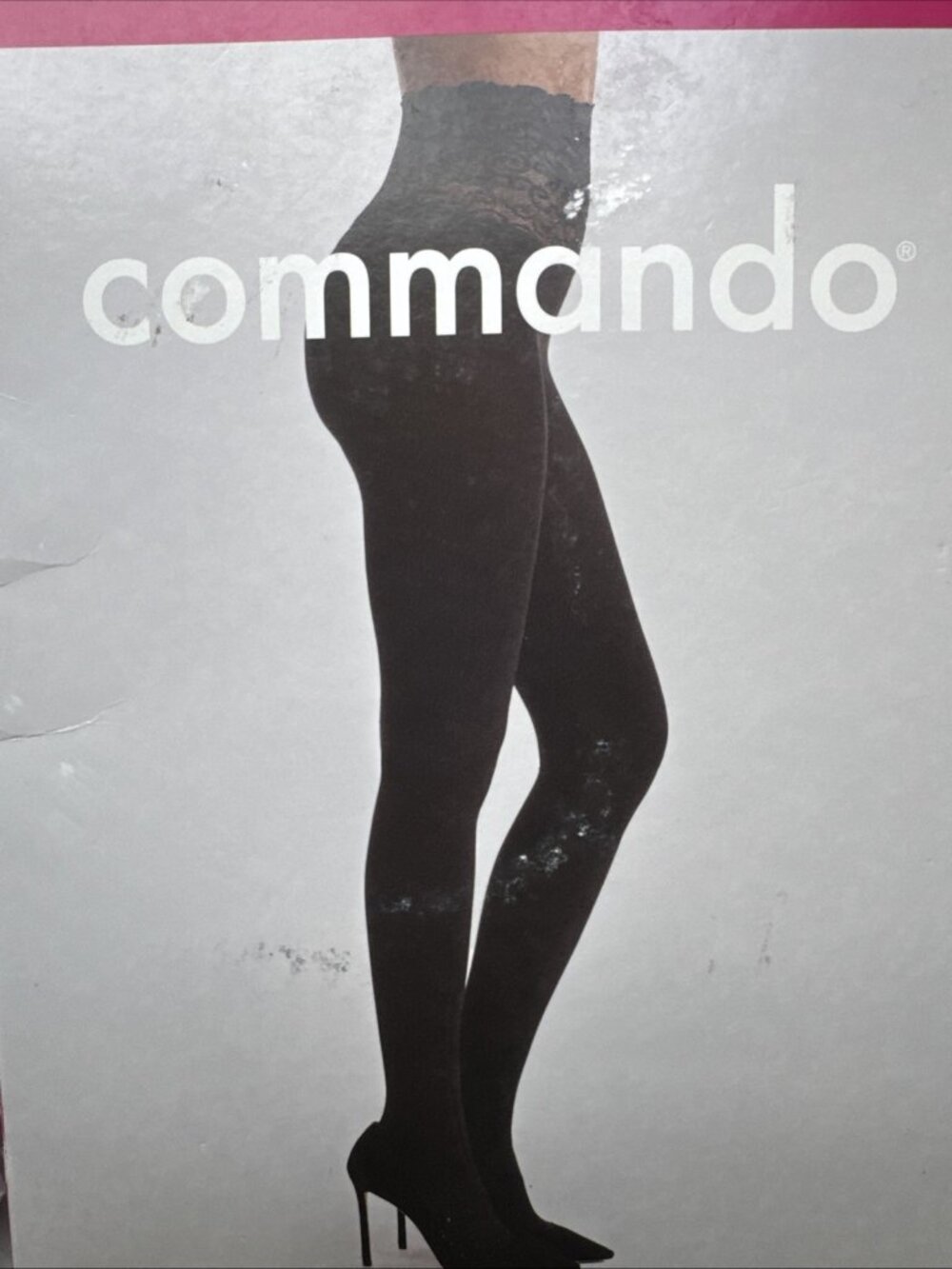 Commando The Sexy Ultimate Opaque Tights H70T3 Black M Medium High Lace NEW $46